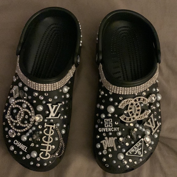 black designer crocs